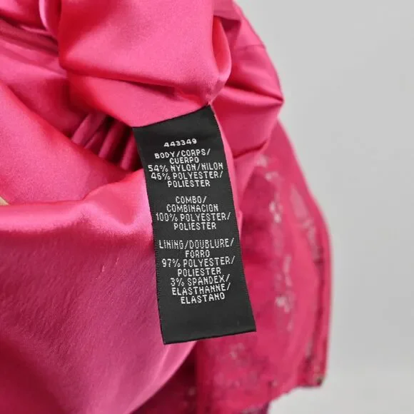 MONIQUE LHUILLIER Dress Sz 6 Pink Lace Sheath Floral Overlay Scalloped Cocktail - Picture 10 of 13